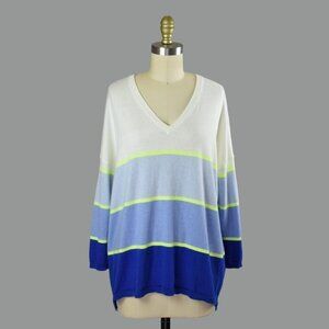 SCOTT & SCOTT LONDON STRIPED SILK BLEND V-NECK SWEATER